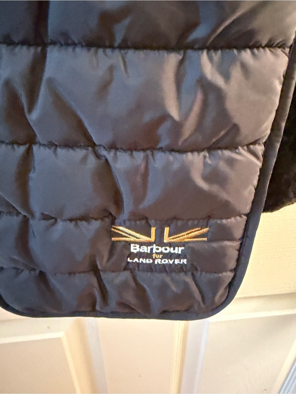Barbour for Land Rover Quilted Scarf Black Fleece Lined Embroidered Logo Rare